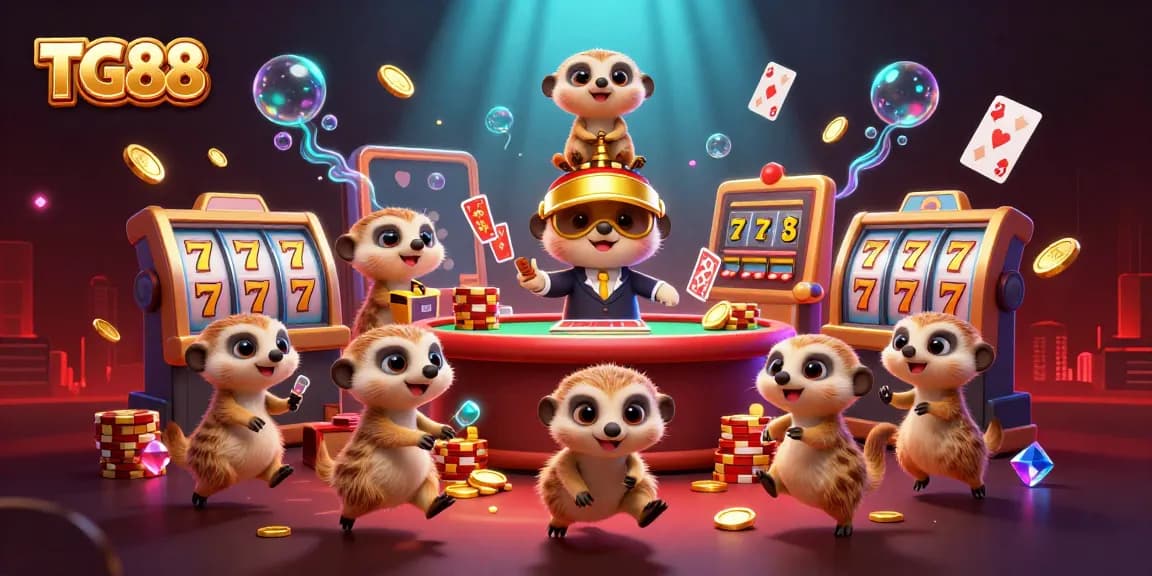 Experience thrilling gameplay at TG88 with clever meerkats running a vibrant casino operation.