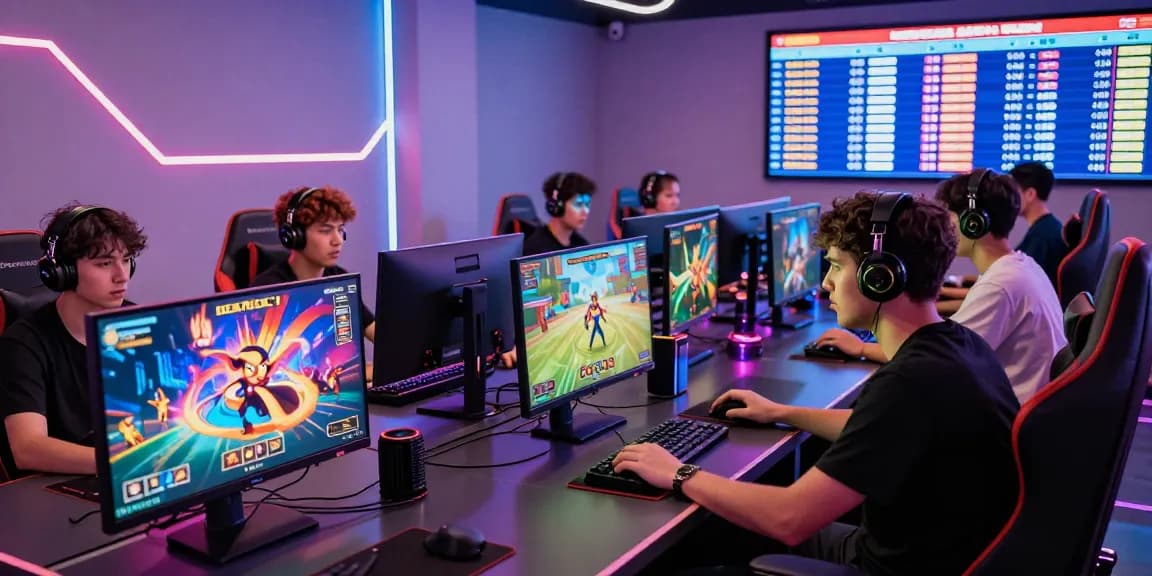 Intense online gaming session highlighting players enjoying various games at https://qs88.us/ in a vibrant studio.