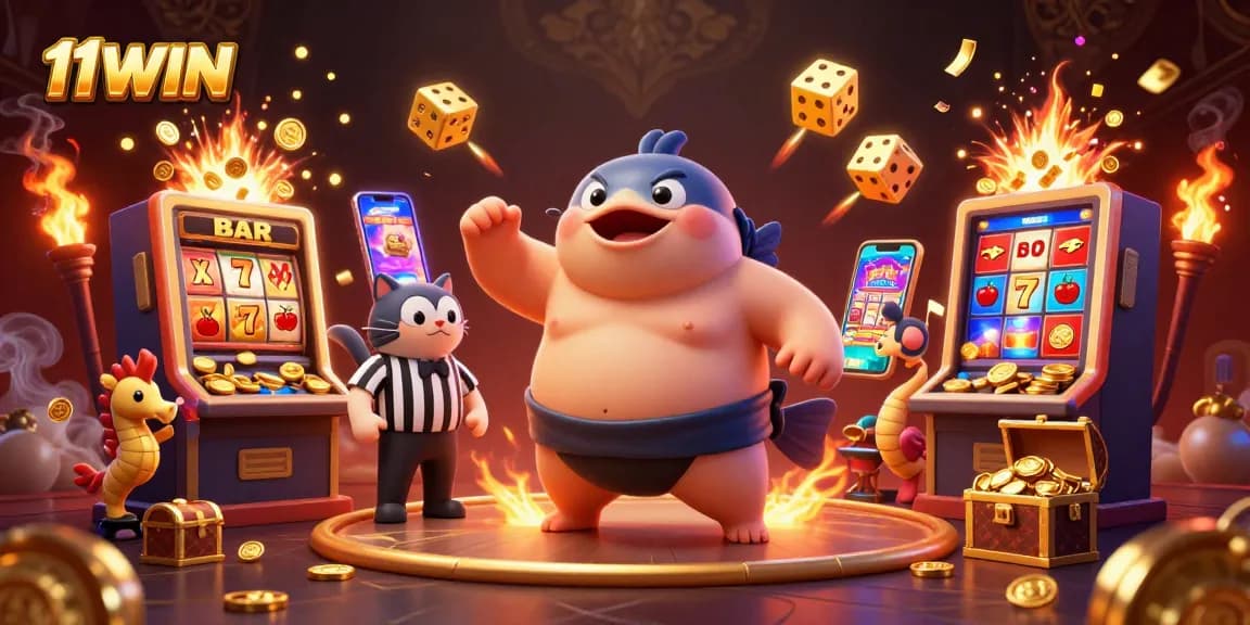 Experience the thrill of winning at 11WIN with dynamic casino visuals including massive jackpots and games.