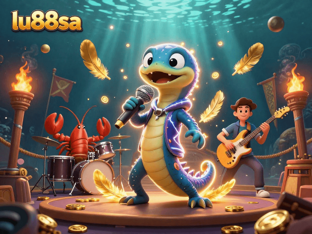 Experience thrilling underwater gaming with lu88sa, featuring lively characters and golden casino elements.