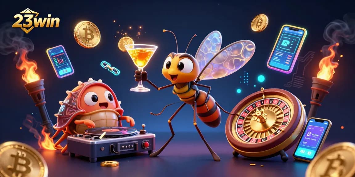 Experience exciting games at 23win with interactive characters and vibrant casino elements.