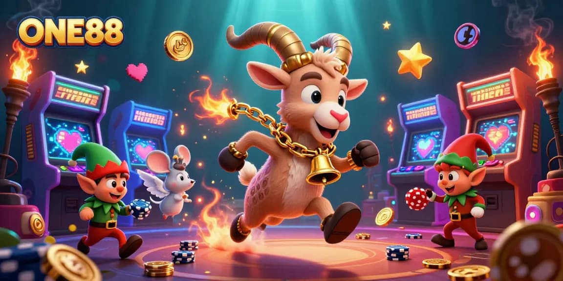Play at ONE88's festive casino with Krampus, angel mouse, and mischievous gremlins stealing chips.