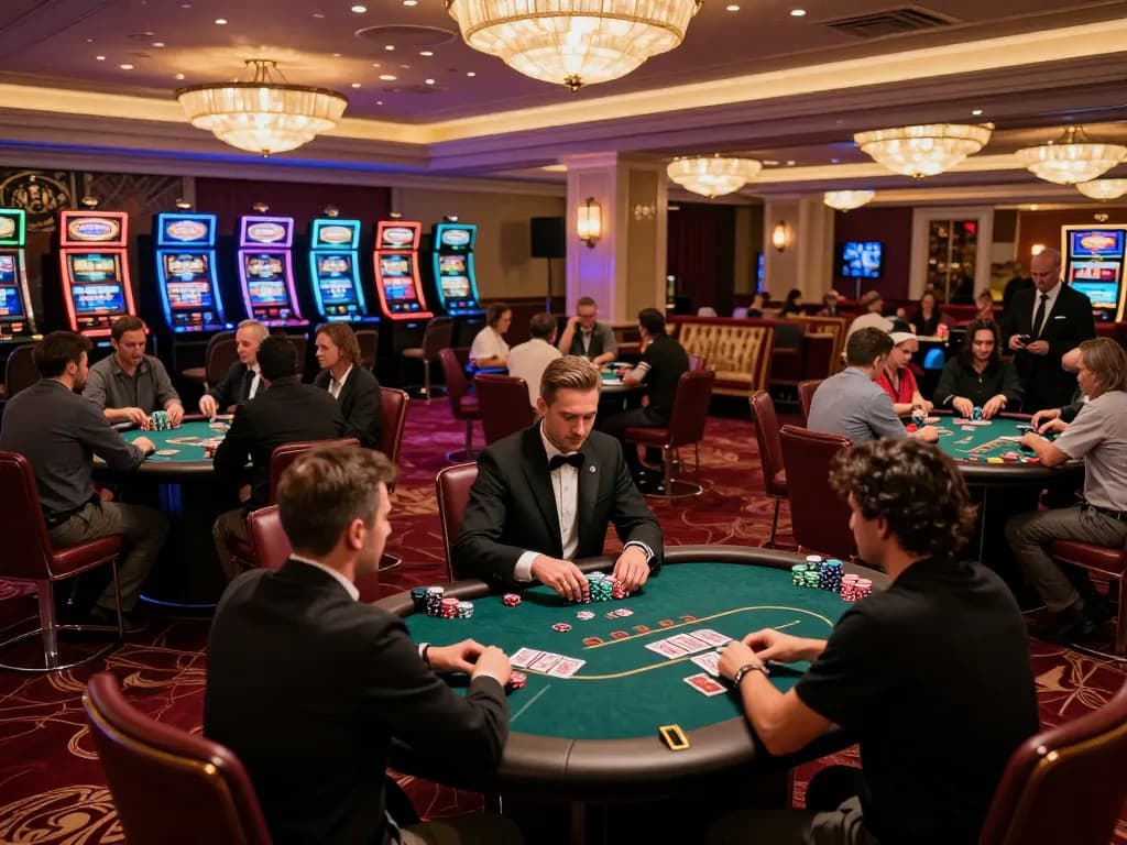 Experience thrilling gameplay at BL555's upscale casino with lively poker tables.