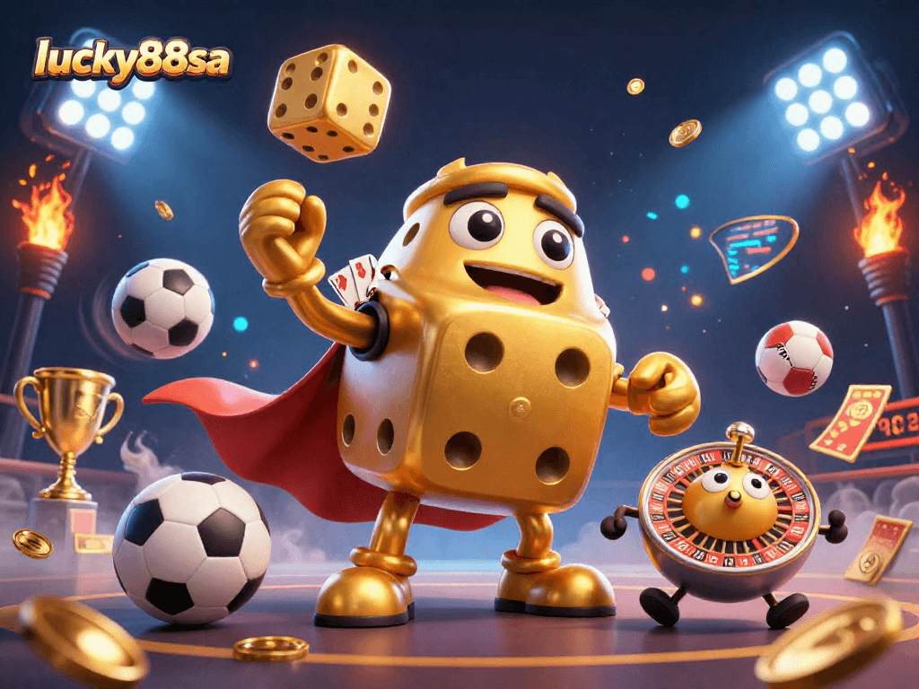 Engage in thrilling gameplay at lucky88sa amidst golden dice and dynamic sports elements!