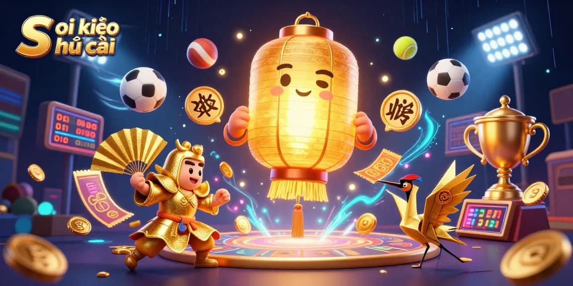 Soi kèo nhà cái illustrates strategic betting with sports elements and vibrant characters in action.