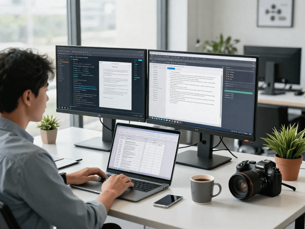 Document fraud detection analysis in modern office with AI tools and focused analyst.