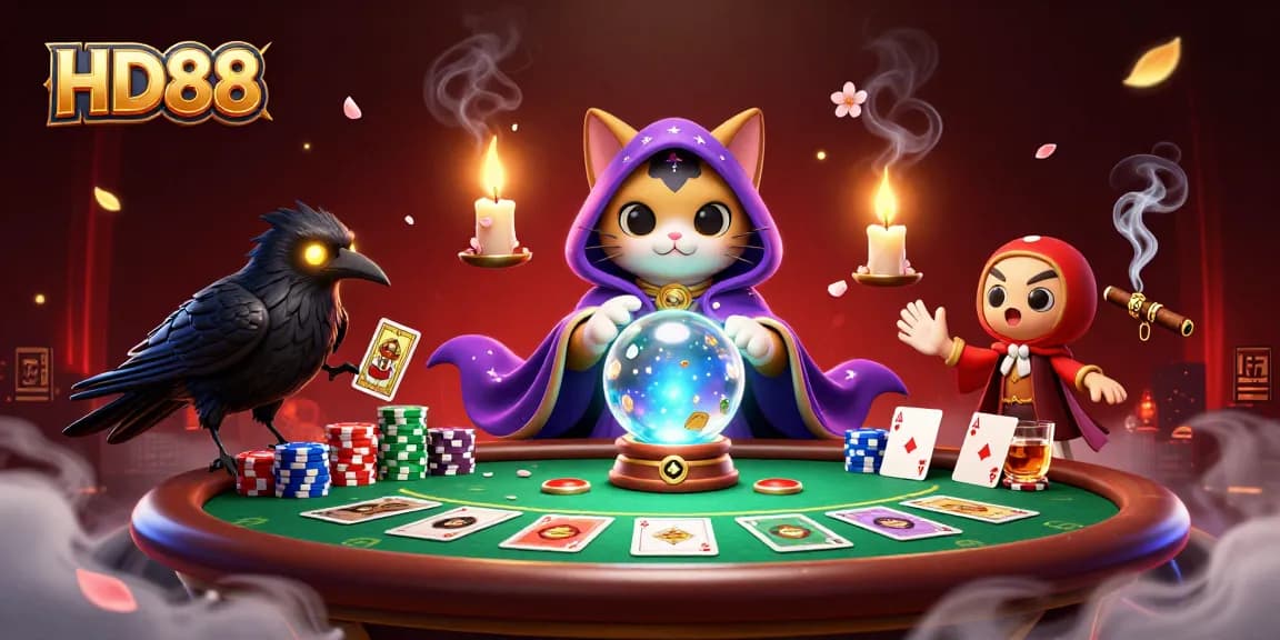Experience HD88's thrilling gameplay at the mystical casino with radiant characters and vibrant details.