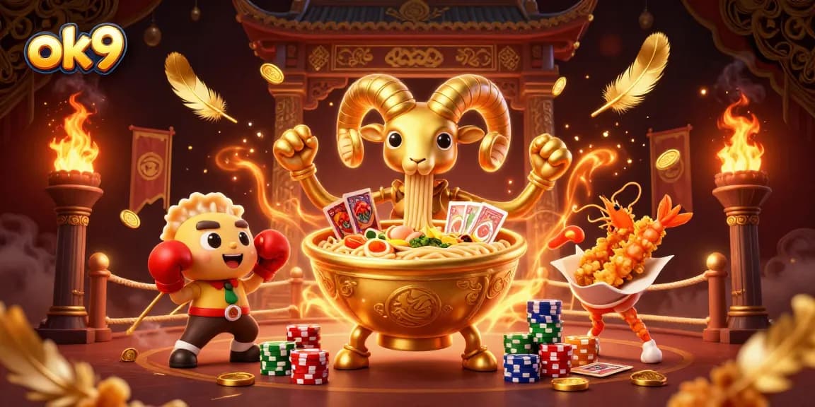 Experience thrilling gaming at ok9 with a vibrant 3D casino scene featuring characters and dynamic elements.