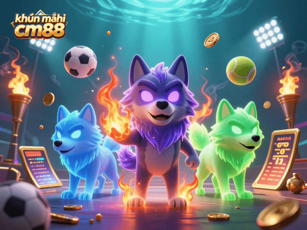 Engage with khuyến mãi cm88 through captivating 3D illustrations of a dynamic casino scene showcasing sports betting excitement.