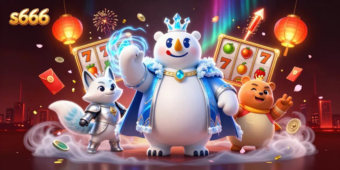 Play and win big at s666 with vibrant 3D digital illustration of a magical casino adventure.