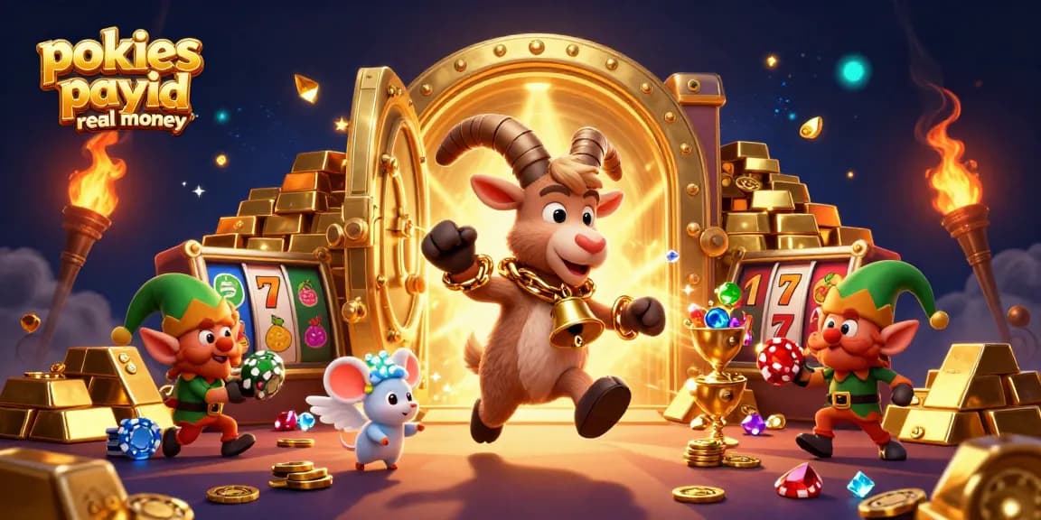 Spin real money pokies with PayID as Krampus, angel mouse, and elf gremlins fill a spooky casino.