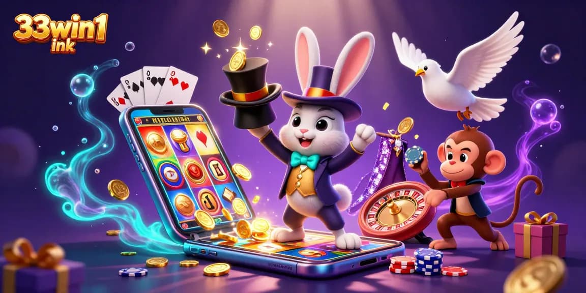 Experience thrilling gaming adventures with 33win1 ink showcasing a magical casino scene.