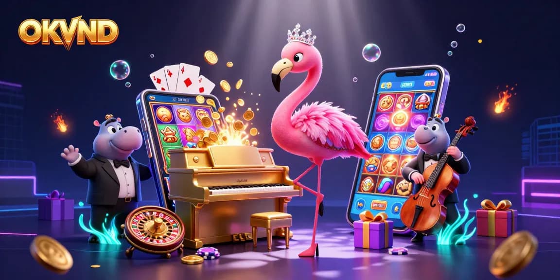 Enjoy thrilling games at OKVND with vibrant 3D casino elements, capturing the excitement of online gaming.