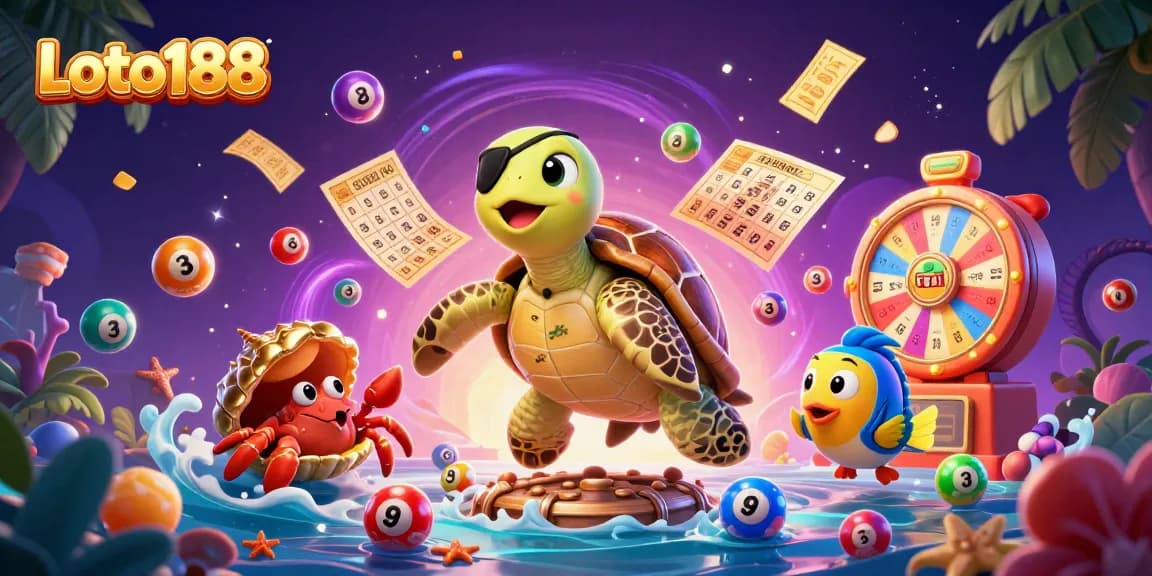 Loto188 brings excitement with colorful lottery elements and underwater treasure in a dynamic casino scene.