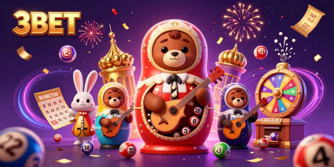 Experience the thrill of 3BET casino with vibrant lottery action and festive atmosphere.