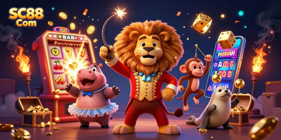Engage with SC88 Com as the ringmaster lion leads a vibrant casino adventure with thrilling slots.