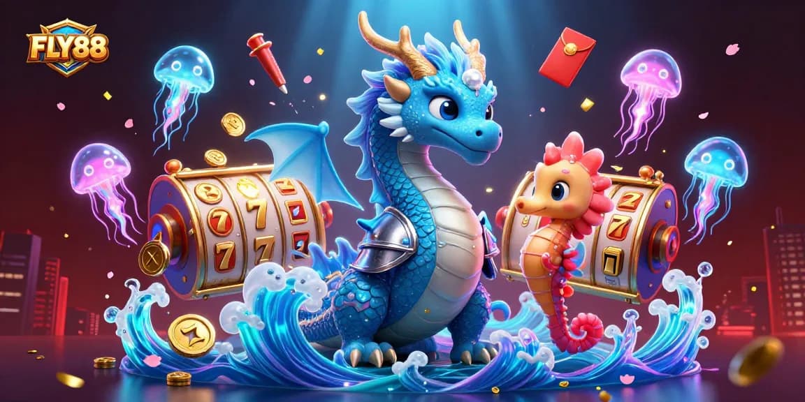 Experience thrilling gameplay at FLY88 with a vibrant scene of casino excitement and winning elements.