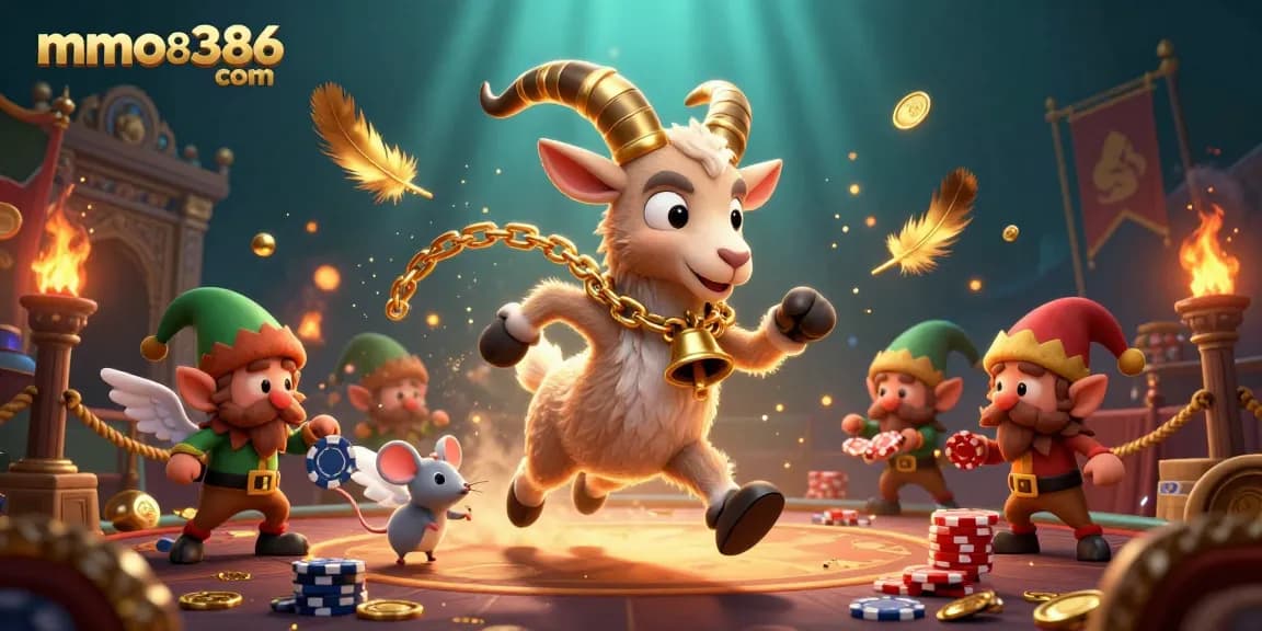 Engage in thrilling casino games at mmoo8386 com with Krampus and mischievous elves in a vibrant scene.