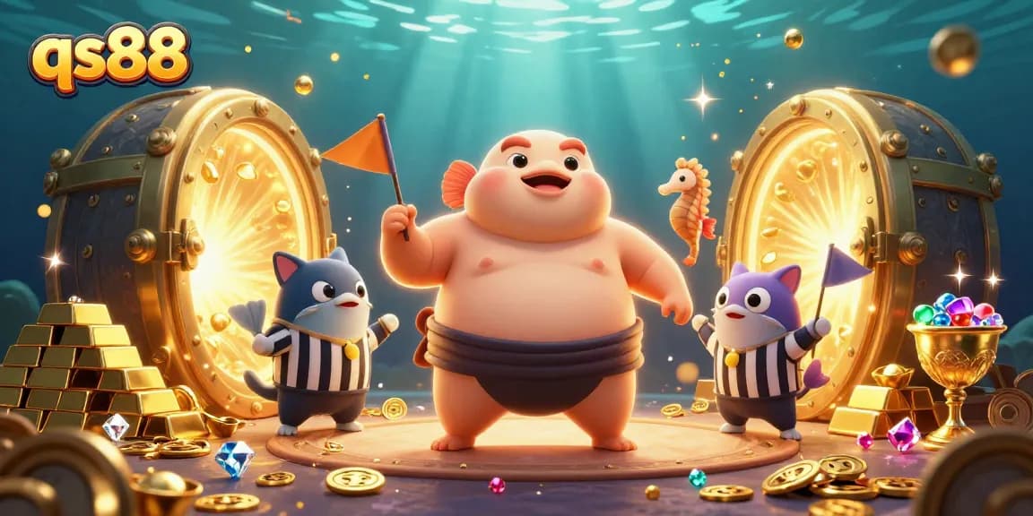 Experience thrilling jackpots at qs88 with a lively underwater casino scene featuring engaging characters.