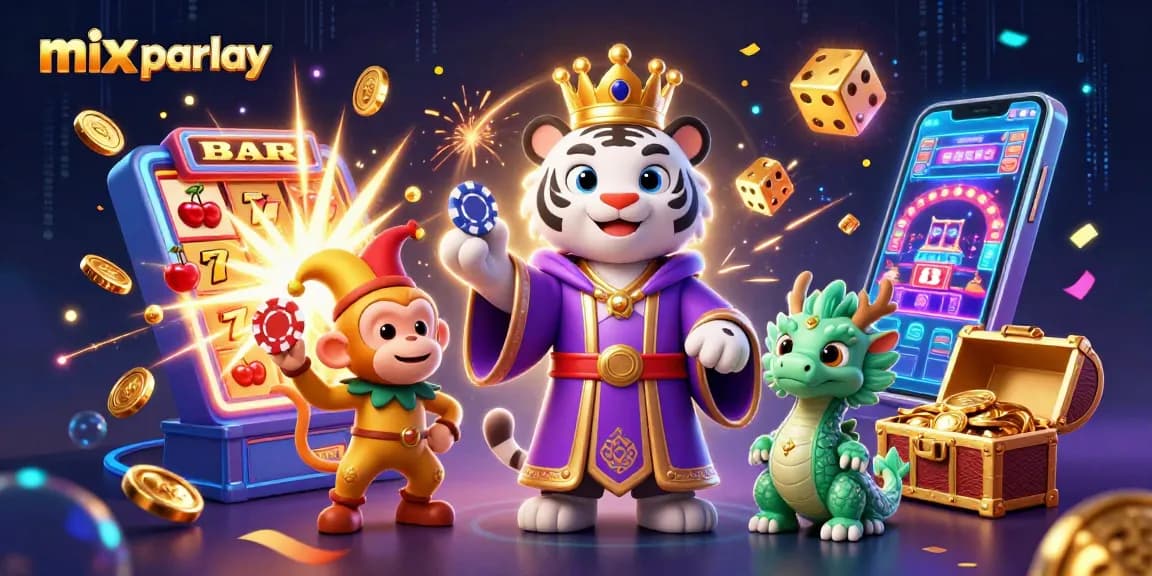 Bet on mix parlay with dazzling casino elements and characters enhancing your betting experience.