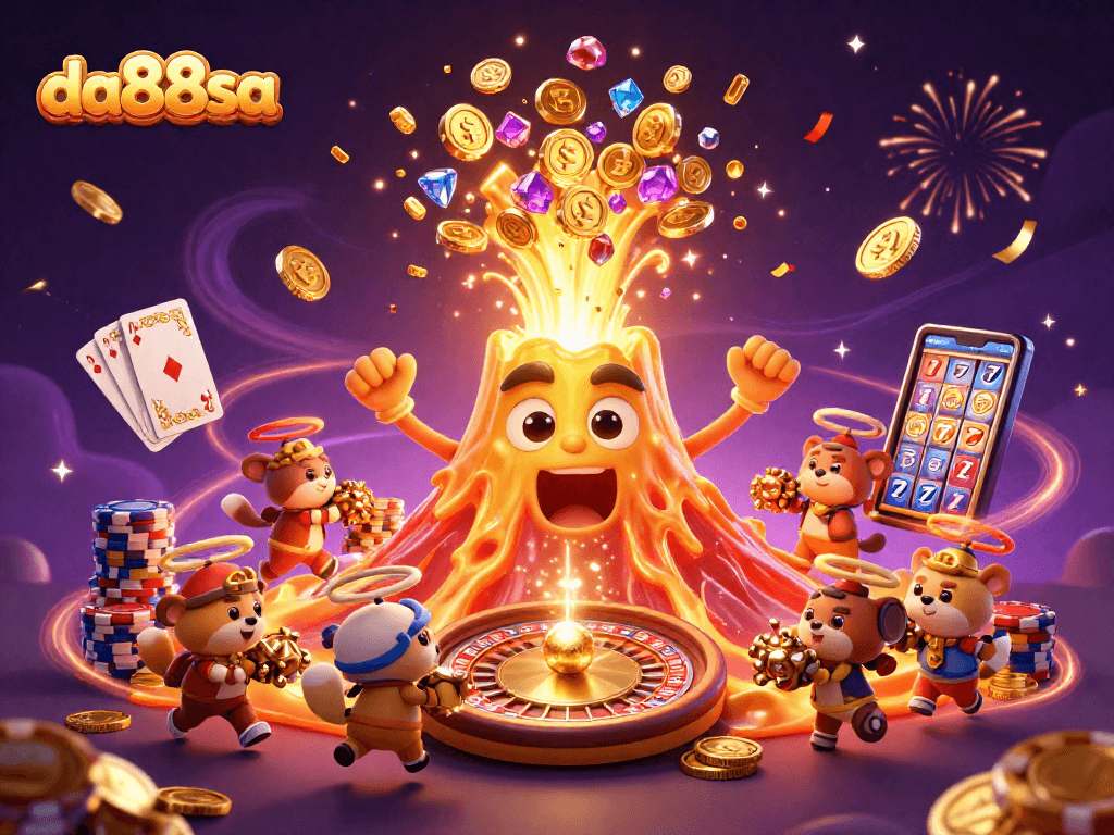 Spin for treasure with da88sa in a vibrant casino-themed digital illustration showcasing excitement.