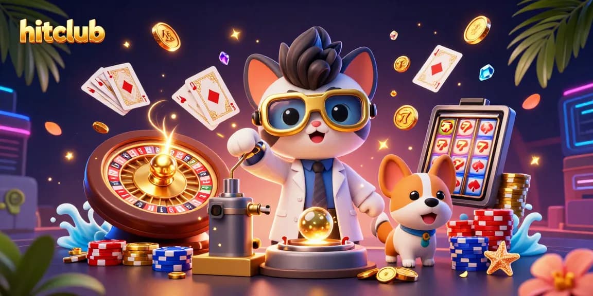 Experience excitement at hitclub with a vibrant 3D casino scene filled with golden coins and jackpot thrills.