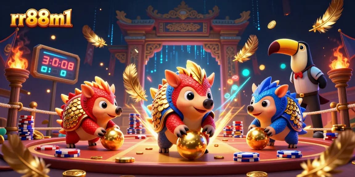 Experience thrilling actions at rr88m1 with rival pangolins enjoying a lively casino scene filled with poker chips and vibrant energy.