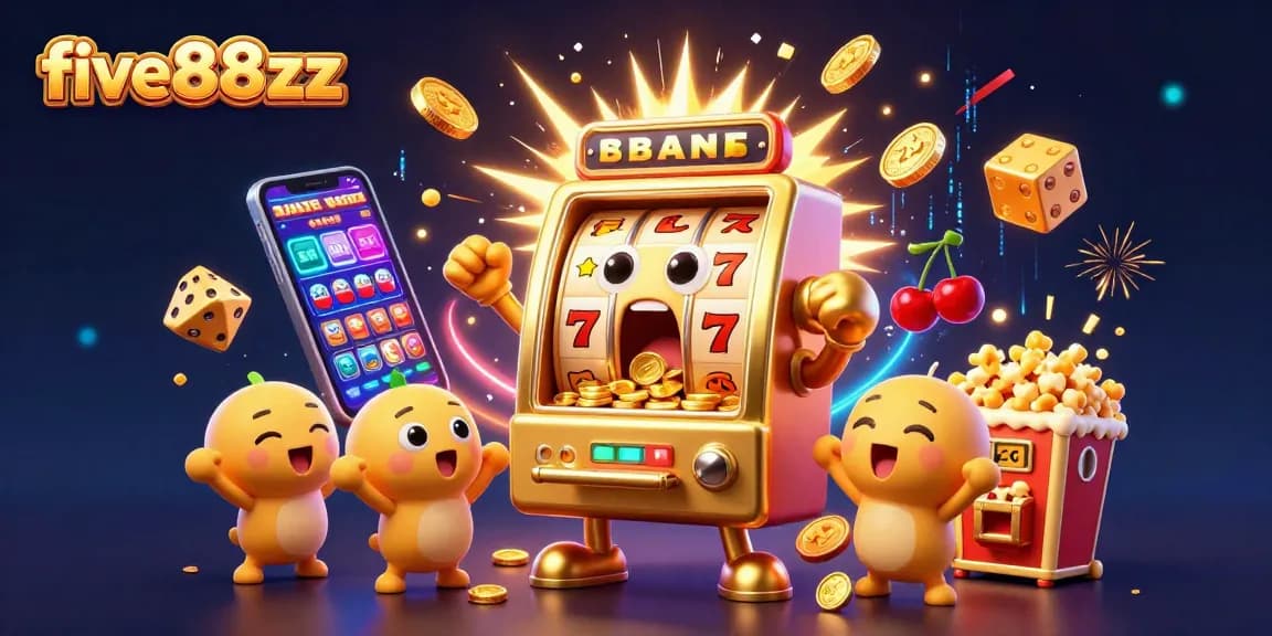 Experience dynamic winning moments at five88zz with golden slot machines celebrating jackpots amidst a lively casino atmosphere.