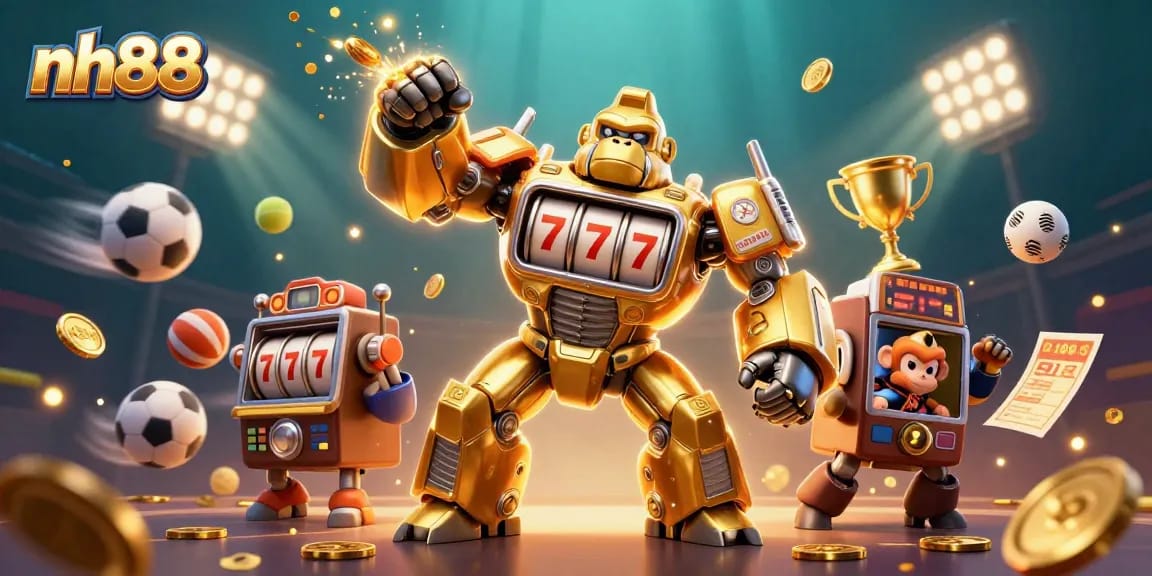Experience thrilling gameplay at nh88 with an ultra-detailed slot machine-themed 3D illustration.