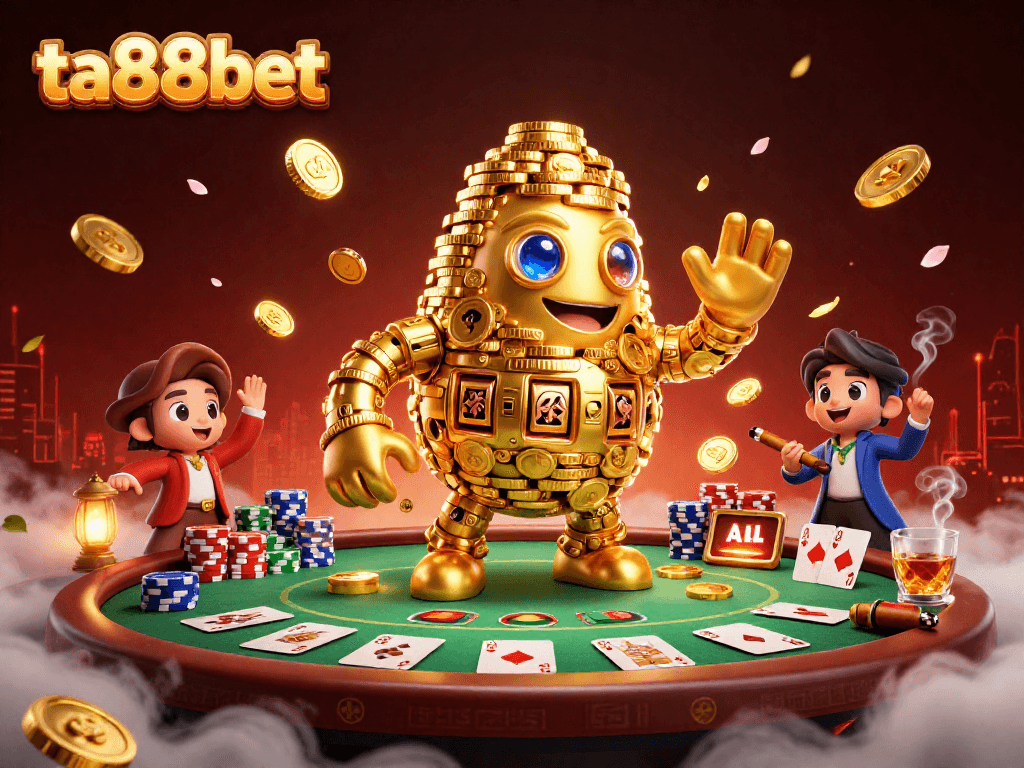 Experience thrilling gameplay at ta88bet with vibrant poker chips and a dynamic golem.