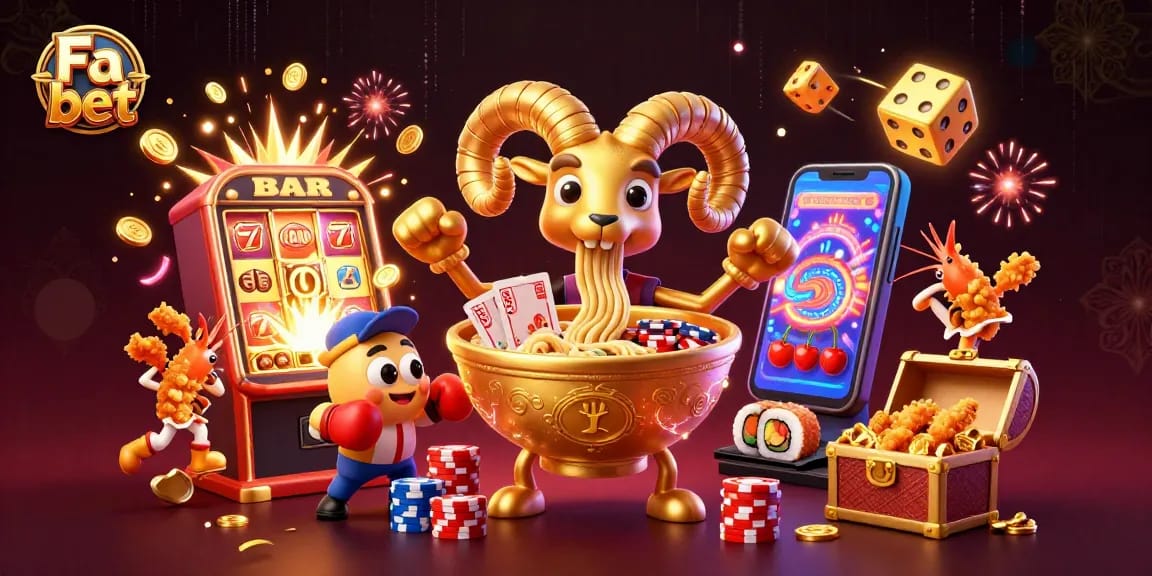 Win big at Fa bet with a colorful casino scene featuring dynamic characters and exciting game elements.