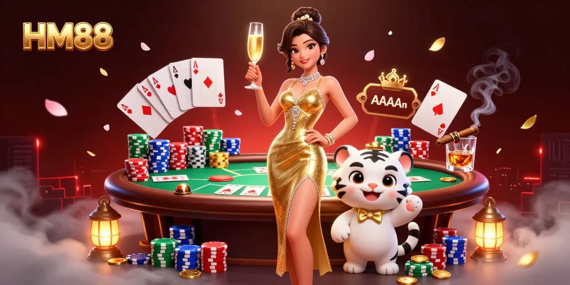 Engage with HM88's vibrant online casino scene filled with poker elements and rich visuals.