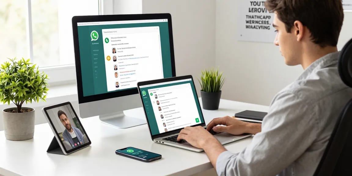 Dynamic workspace showing WhatsApp網頁版 in use, highlighting productivity and communication.