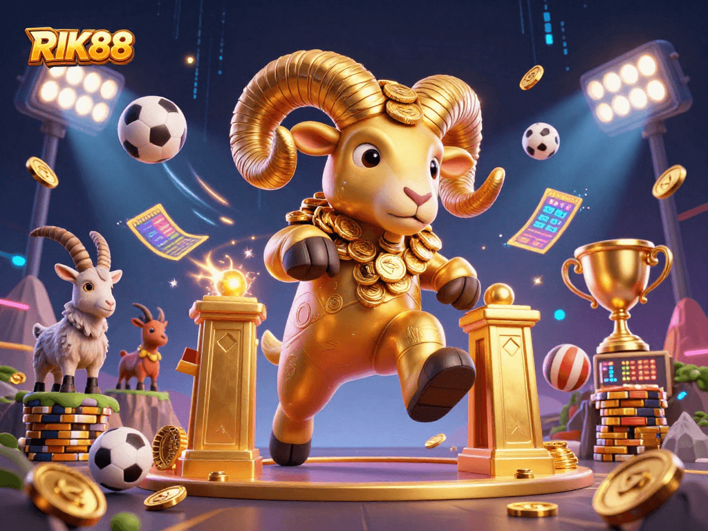 RIK88 presents a vibrant 3D casino scene with dynamic characters and gaming elements.