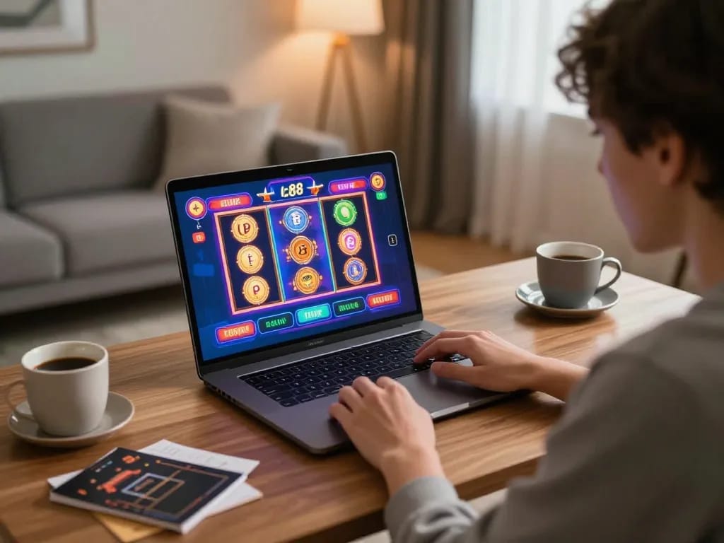 Engaging with the lc88 link for online casino gameplay on a laptop setup
