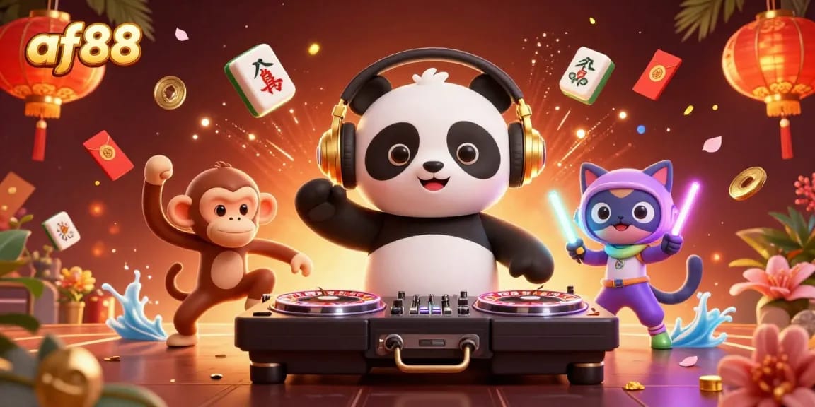 Experience thrilling moments at af88 with colorful characters engaging in casino games.