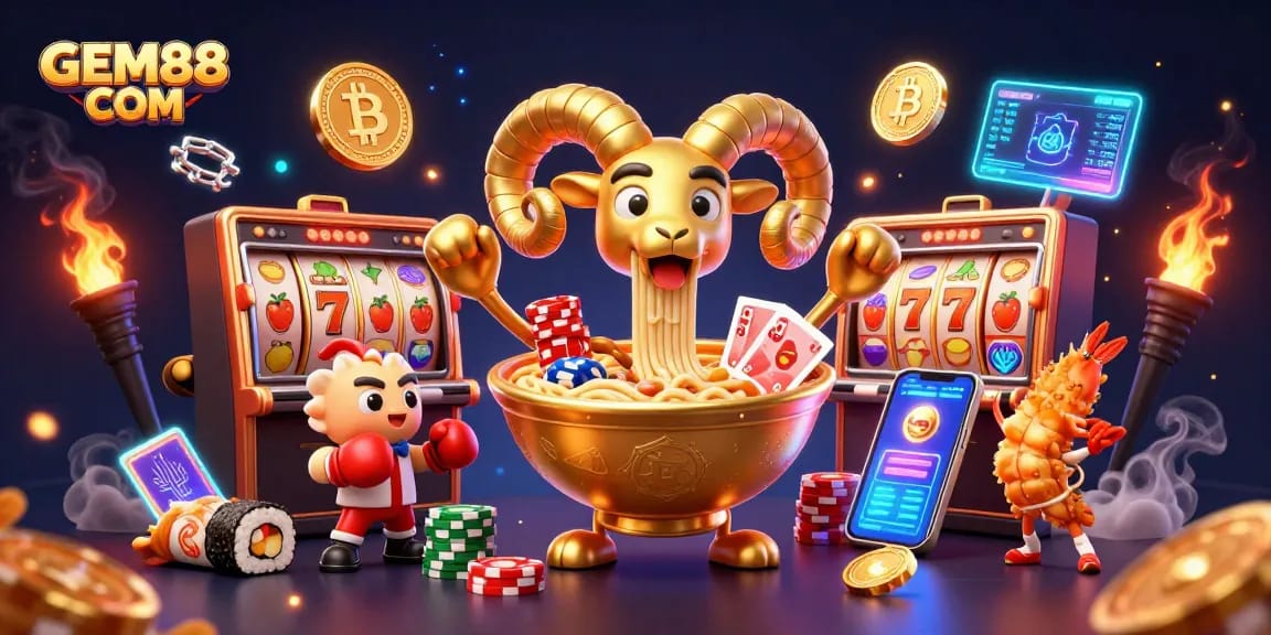 Play and win at GEM88 COM with vibrant slot games featuring animated characters.
