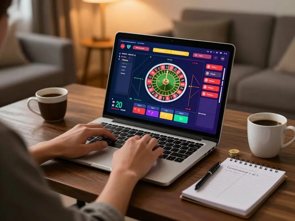 Engaged player using u88 online casino for a thrilling gaming experience at home.