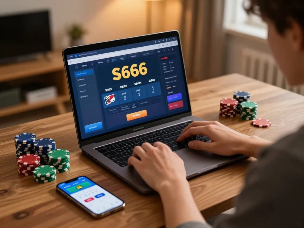 S666 online gaming experience with vibrant display, player engaged in responsible gambling.
