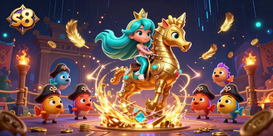 Engage with thrilling s8 betting experiences as a mermaid princess rides her seahorse in dazzling underwater casino