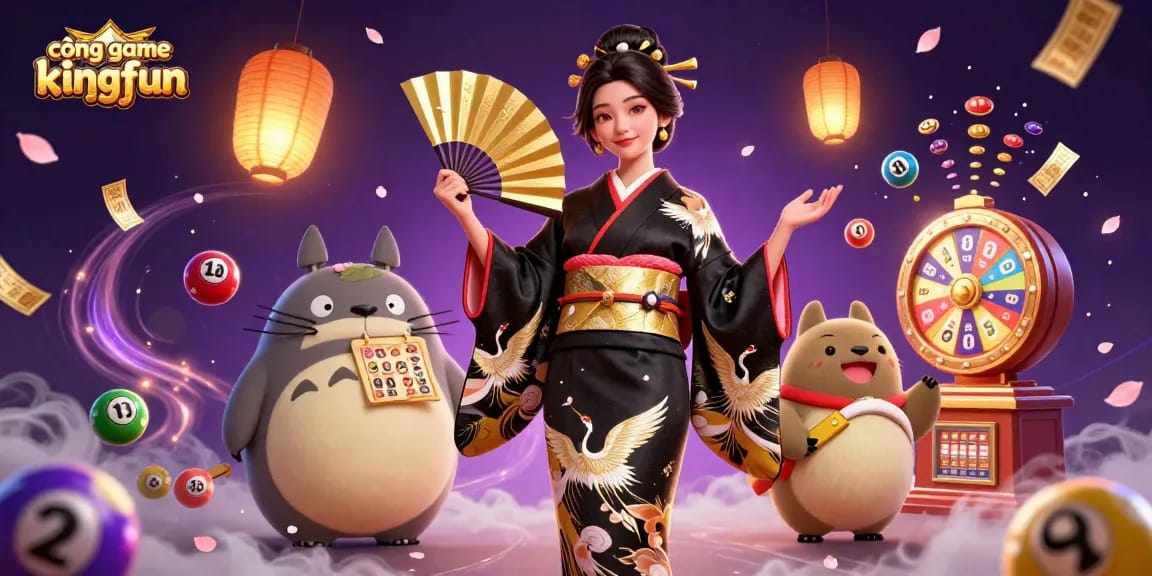 Experience thrilling gaming action at cổng game kingfun with colorful lottery balls and engaging characters.