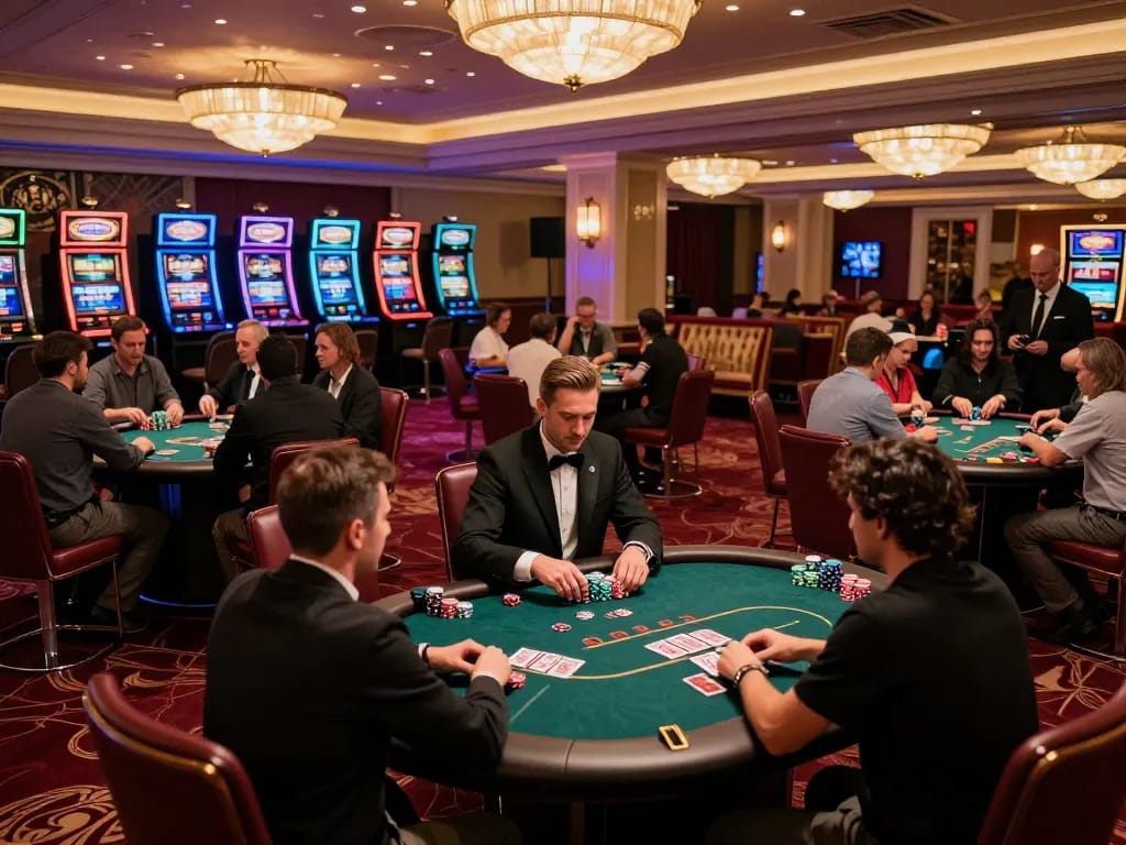 Experience thrilling gameplay at BL555's upscale casino with lively poker tables.
