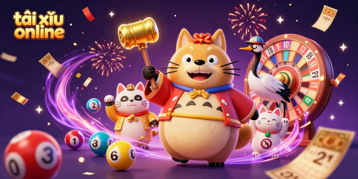 Experience the excitement of tài xỉu online with colorful characters and dynamic gameplay elements in a vibrant casino atmosphere.