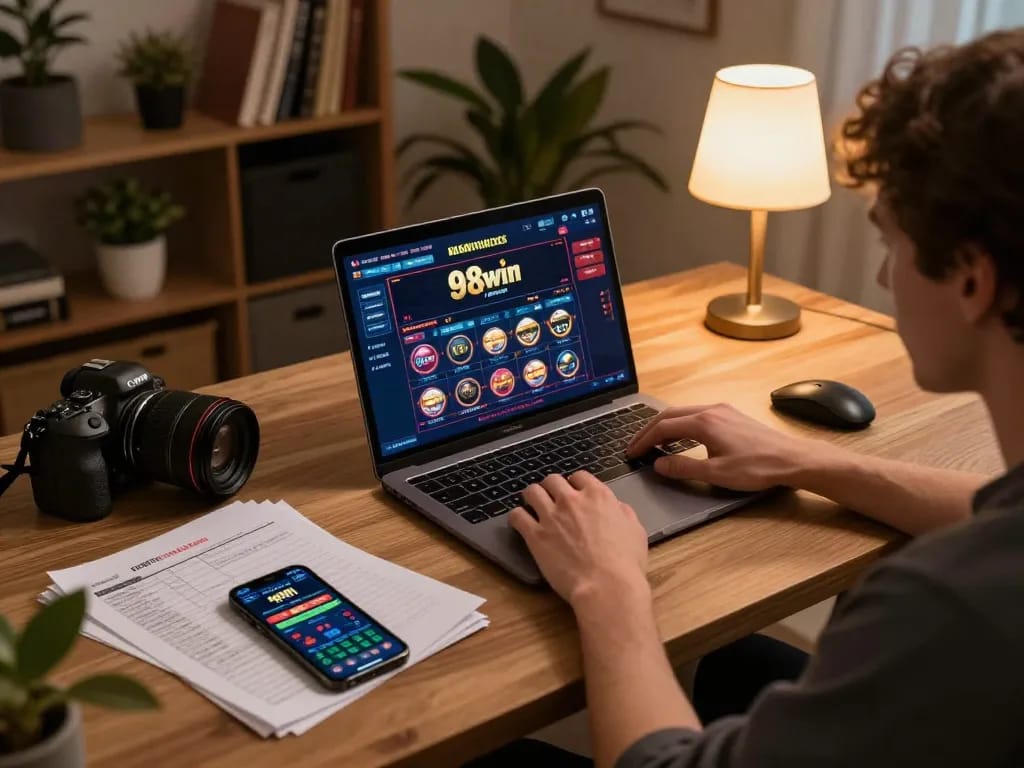 Player enjoying blackjack on 98win's platform, showcasing strategic gameplay.