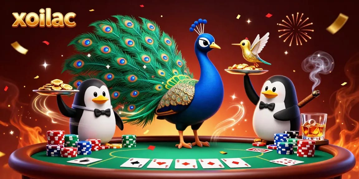 Experience exciting gaming action with xoilac's spectacular casino characters and elements.
