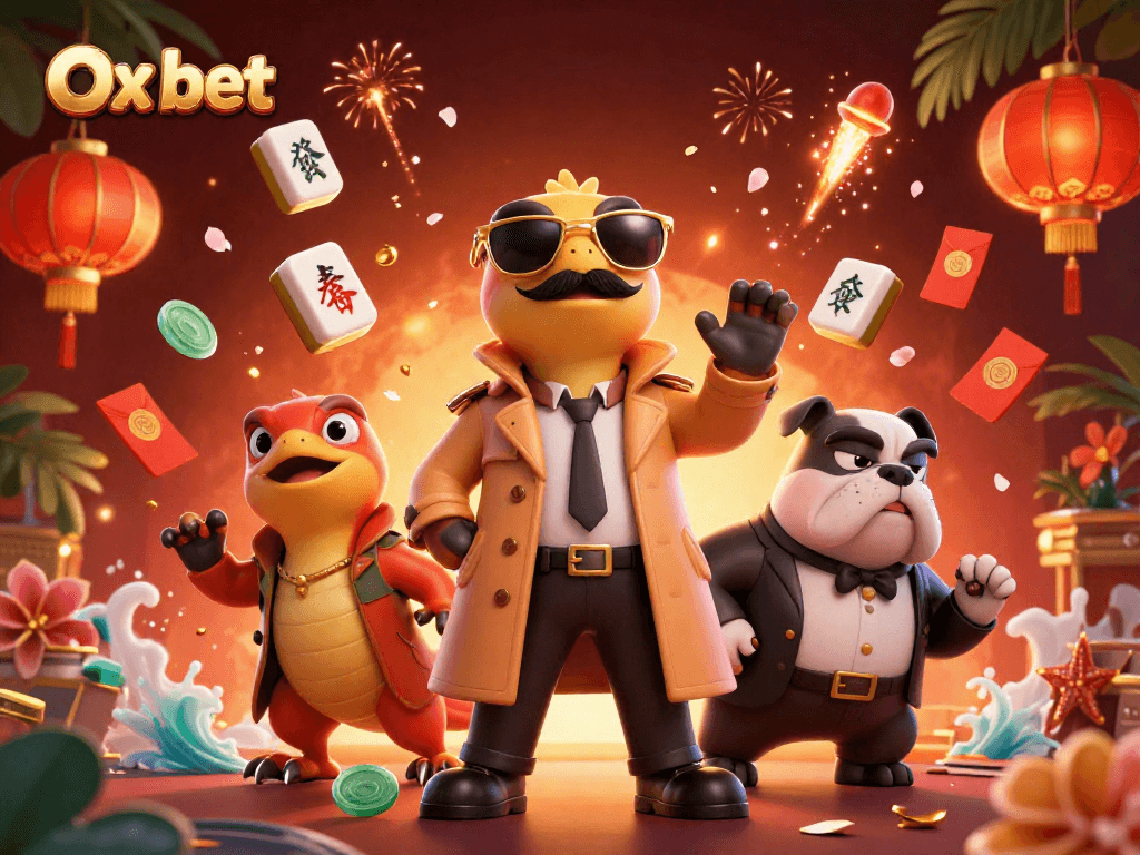 Engage with Ox bet in this vibrant 3D VIP casino scene featuring raptors in disguise.
