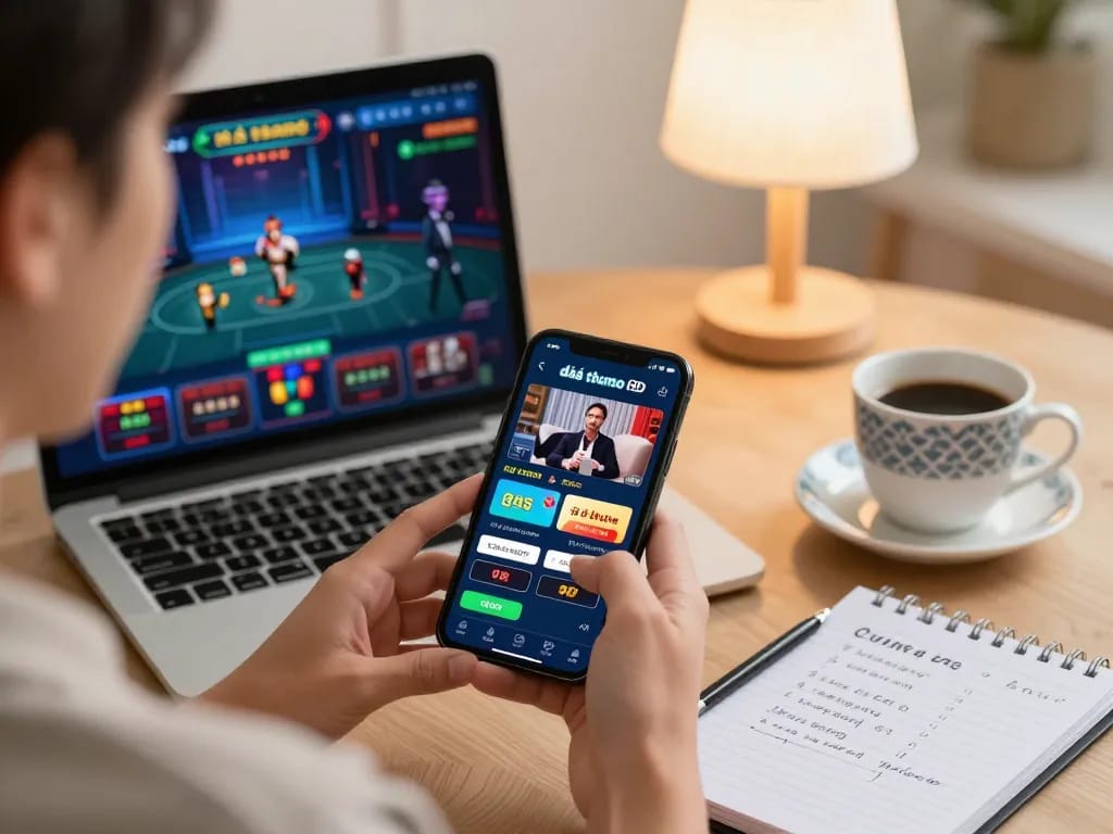 Tham gia đá gà thomo HD trên điện thoại thông minh giữa một không gian chơi game tại nhà hấp dẫn.