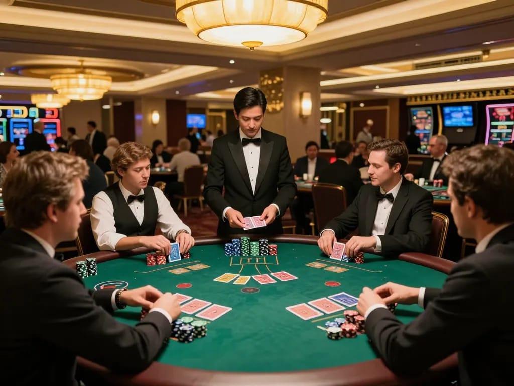 Players engage in dynamic blackjack gameplay at mb66ls casino, showcasing strategy and excitement.