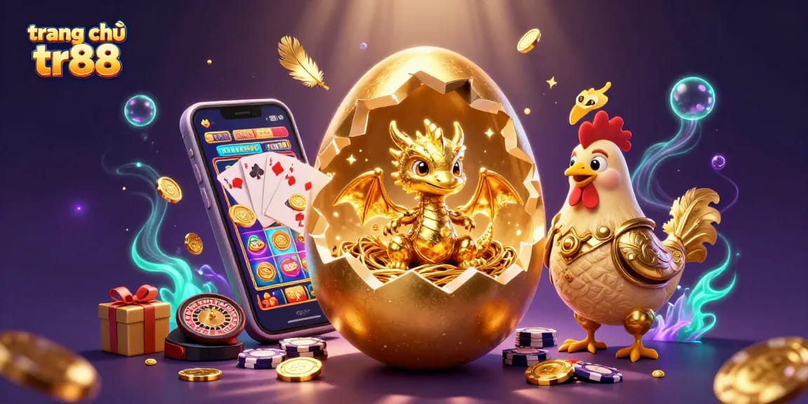 Experience excitement at trang chủ tr88, featuring a golden dragon with poker chips and dynamic gaming elements.