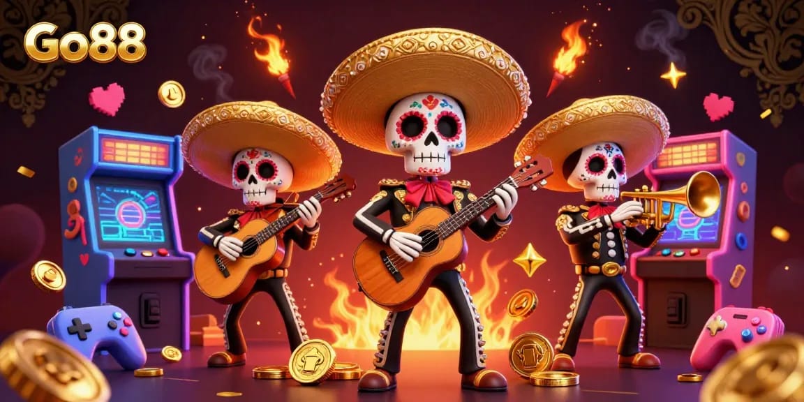 Engage with Go88's vibrant online gaming experience featuring a festive mariachi band.